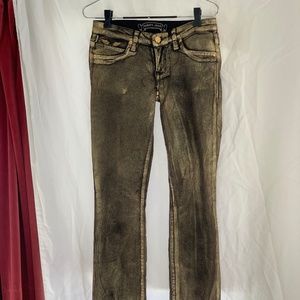 Robin's Jeans Gold Metallic Straight Leg Pants